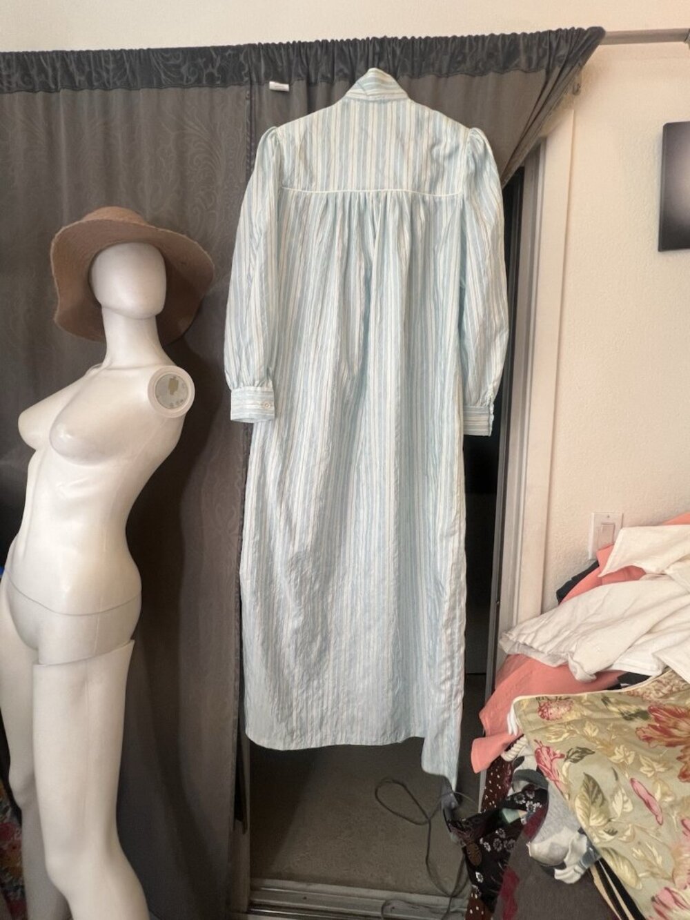 vtg Christian Dior Housedress Kaftan Nightgown Crinkle Satin Old Hollywood L - Picture 10 of 11